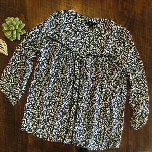 gnu | Blue & Cream Flowy Floral Blouse